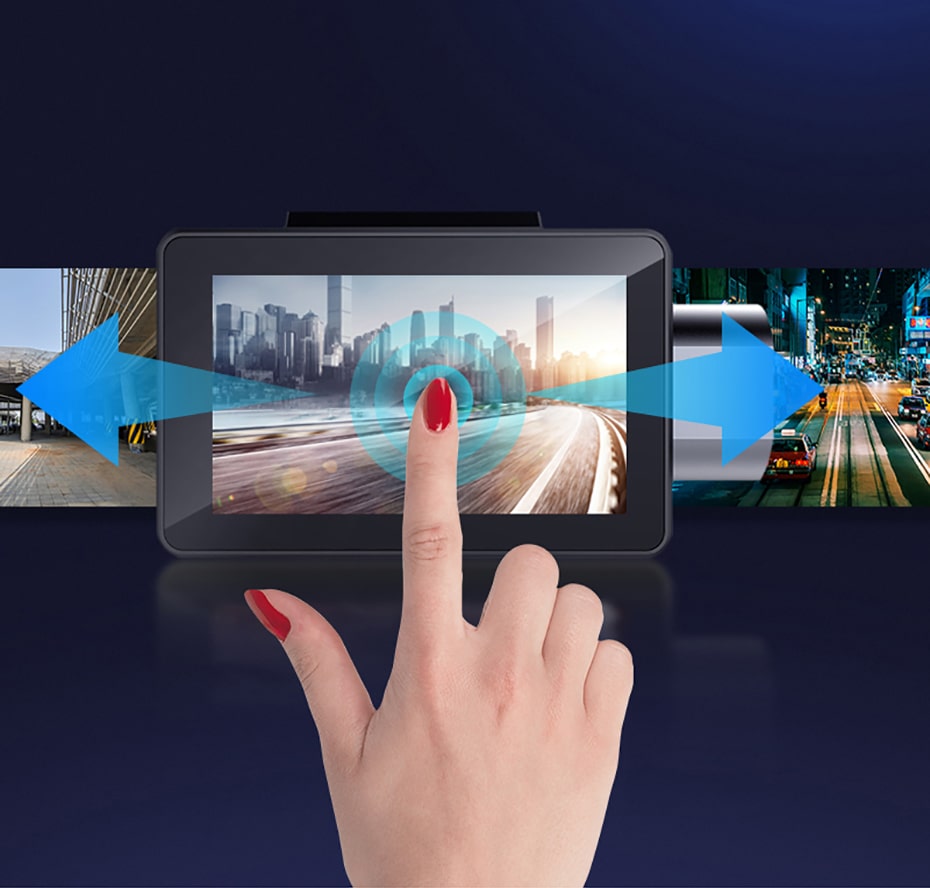 màn hình cảm ứng ips 3inch của carcam a8s